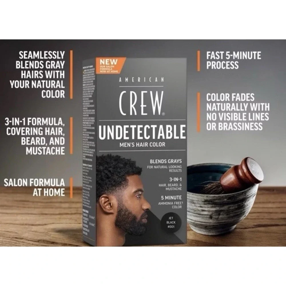 American Crew Undetectable Hair Color Cream Jet Black #001 Ammonia-Free 1.3oz